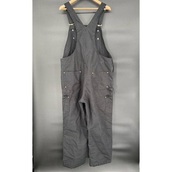 Carhartt Mens Loose Fit Firm Duck Insulated Bib Overalls L Short Black Workwear - Picture 2 of 9